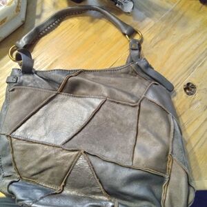 Lucky Brand Vintage Grey Patchwork Leather Shoulder Bag